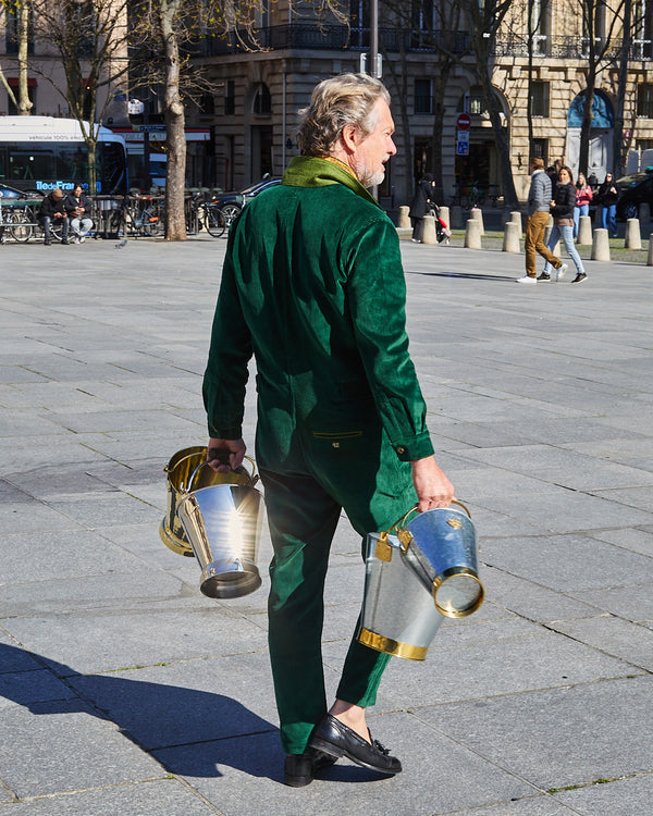 Bottle green velvet jumpsuit