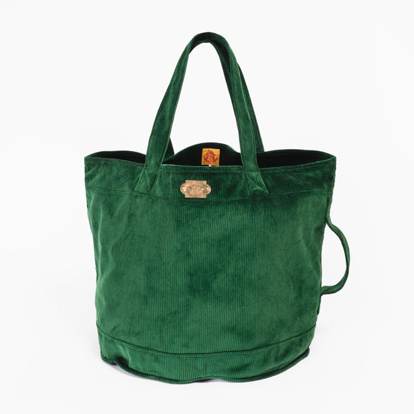 Sac feuilles en velours Vert Bottle