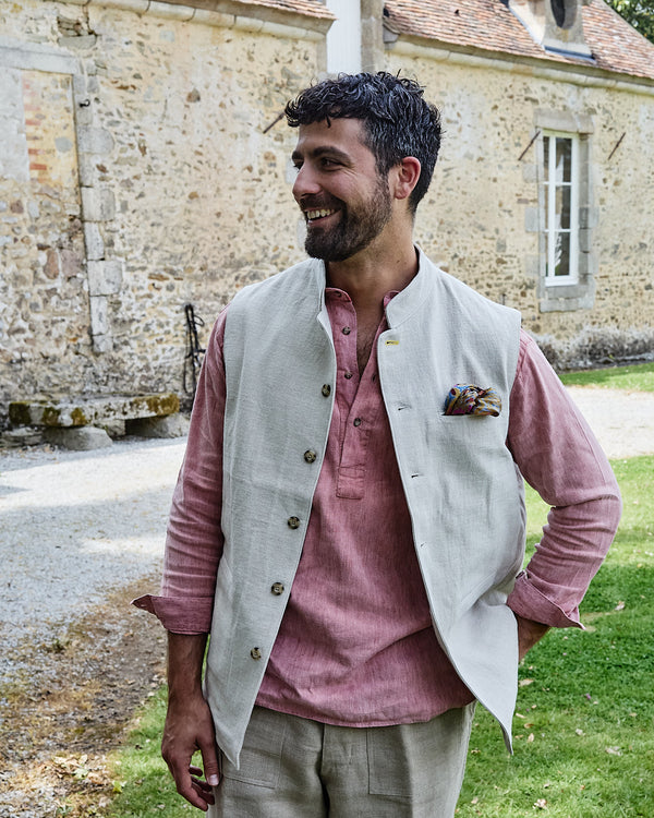 Ivory cotton linen vest