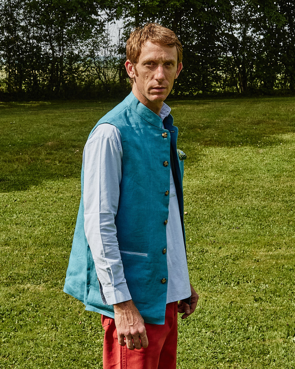 Gilet lin Bleu Ciel – Le Prince Jardinier