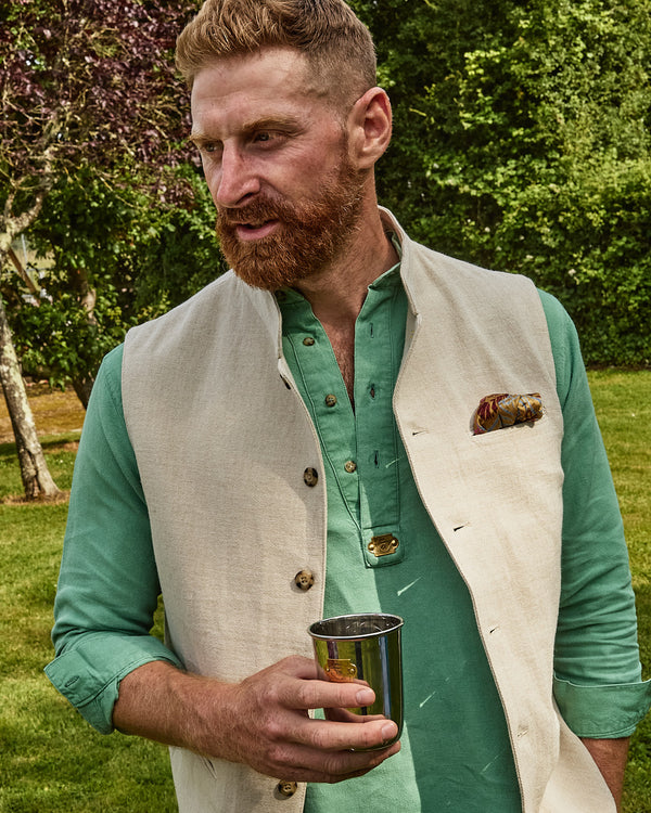 Ivory cotton linen vest