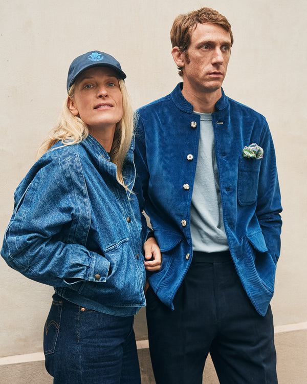 Veste Velours Bleu Nuit