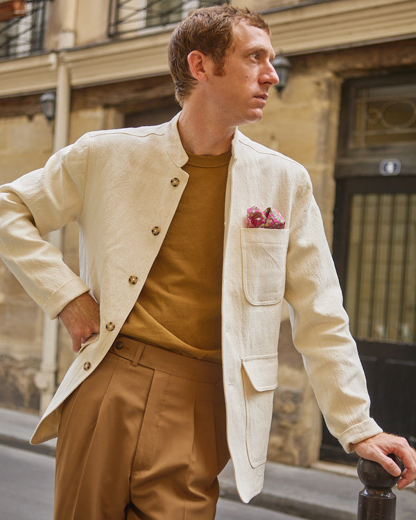 Veste classique en lin coton crème