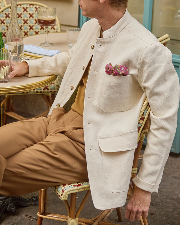 Veste classique en lin coton crème