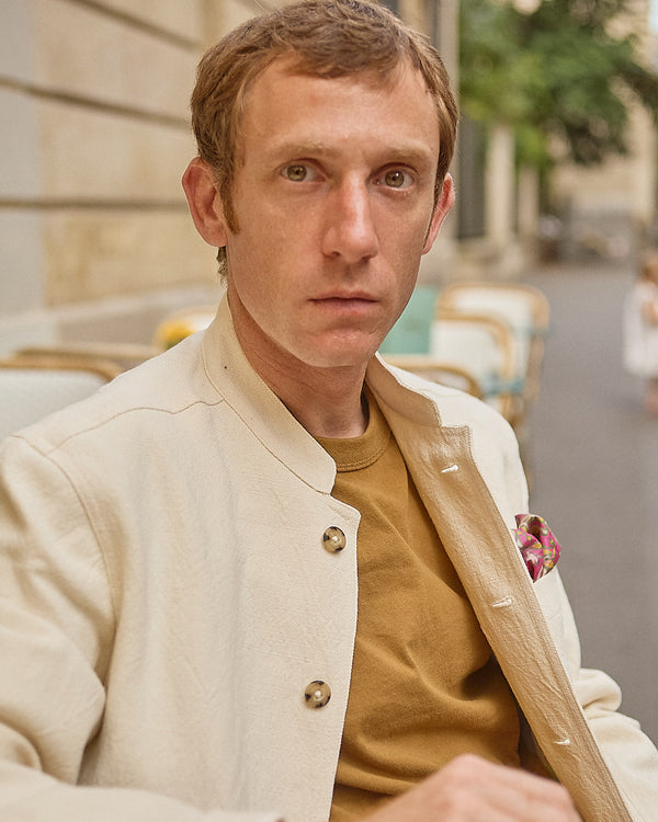 Veste classique en lin coton crème