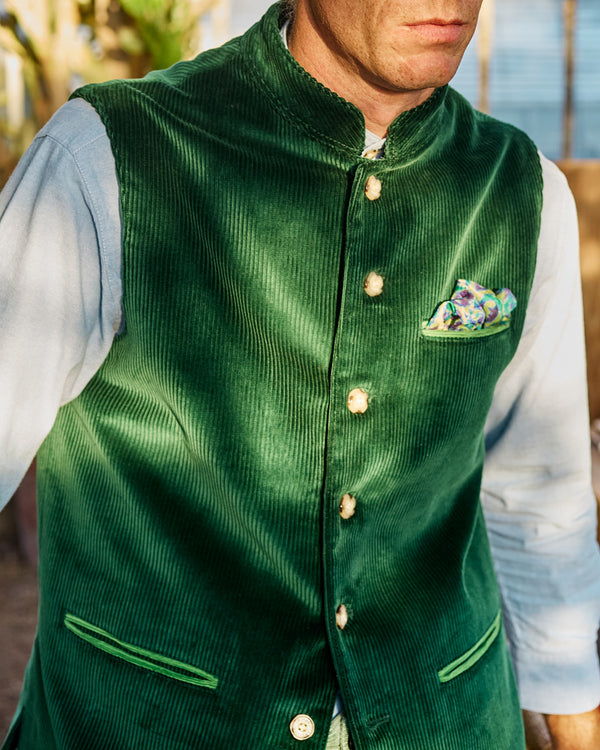 Bottle Green Velvet Vest