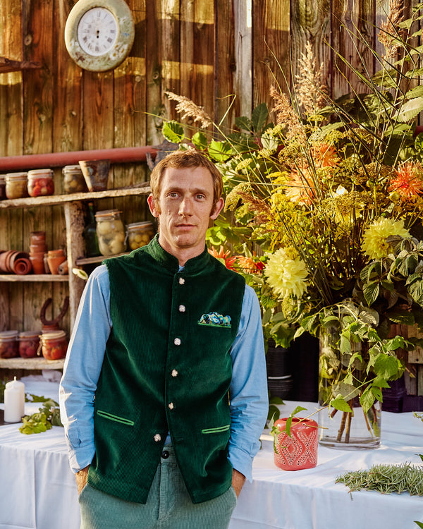 Bottle Green Velvet Vest