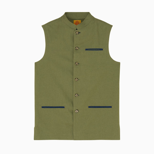 Gilet Lin Coton Olive