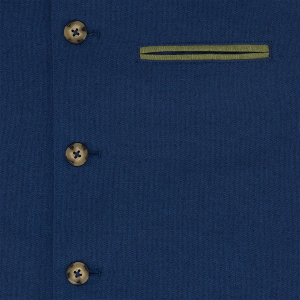 Gilet Lin Coton Bleu Foncé