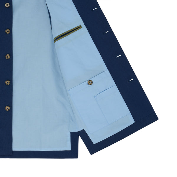 Gilet Lin Coton Bleu Foncé