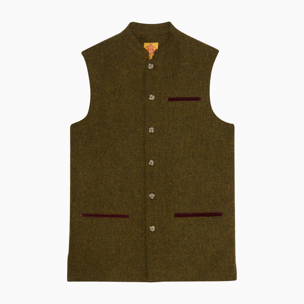 Gilet Laine Vert Mousse