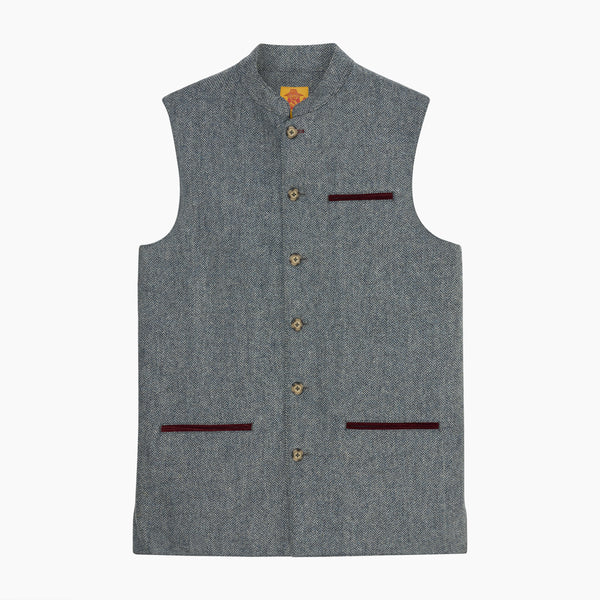 Gilet Laine Chevron Ardoise