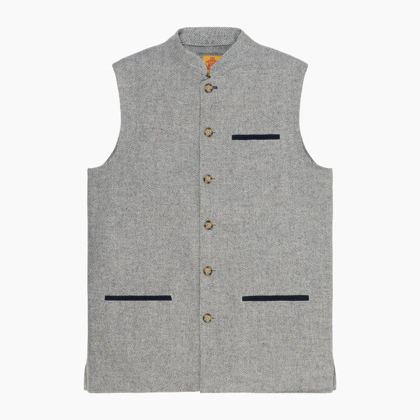 Zinc Chevron Wool Cardigan
