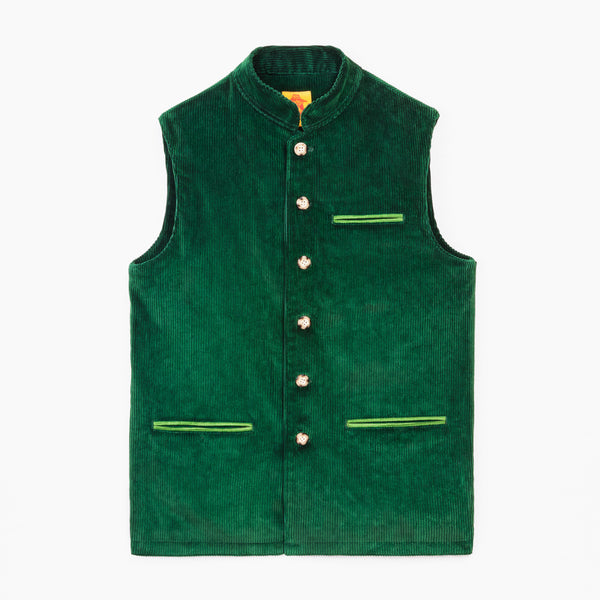 Bottle Green Velvet Vest