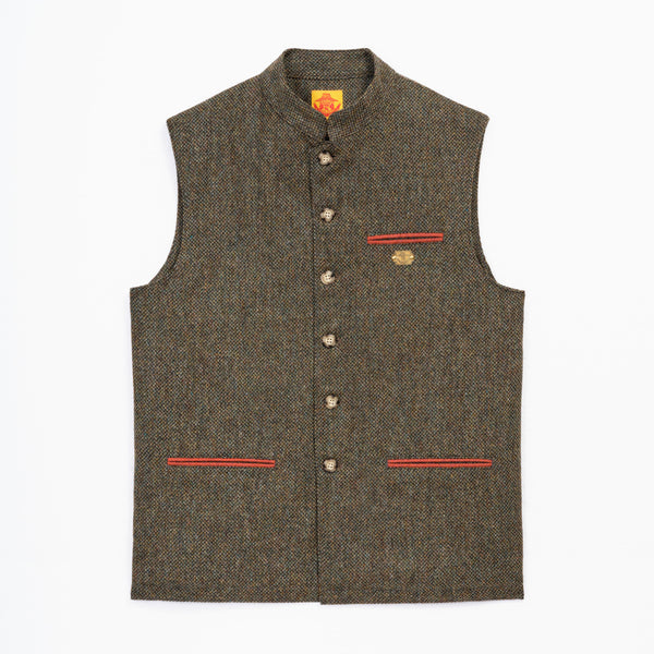 Gilet laine Tweed Vert