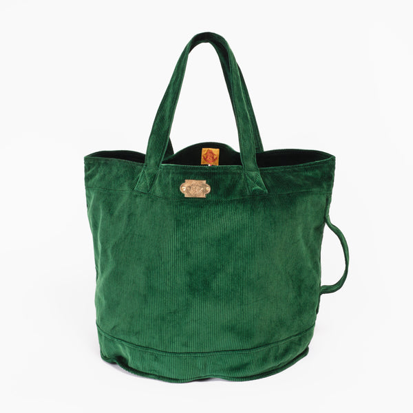 Bottle Green Velvet Leaf Bag