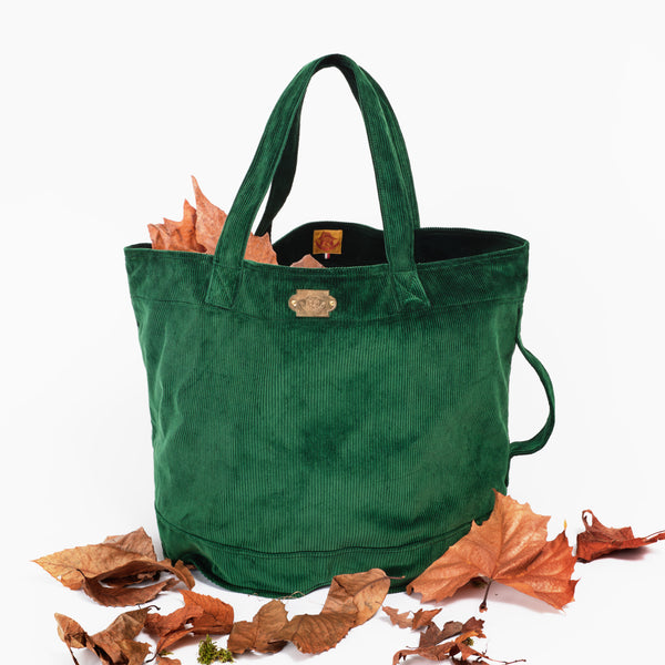 Bottle Green Velvet Leaf Bag