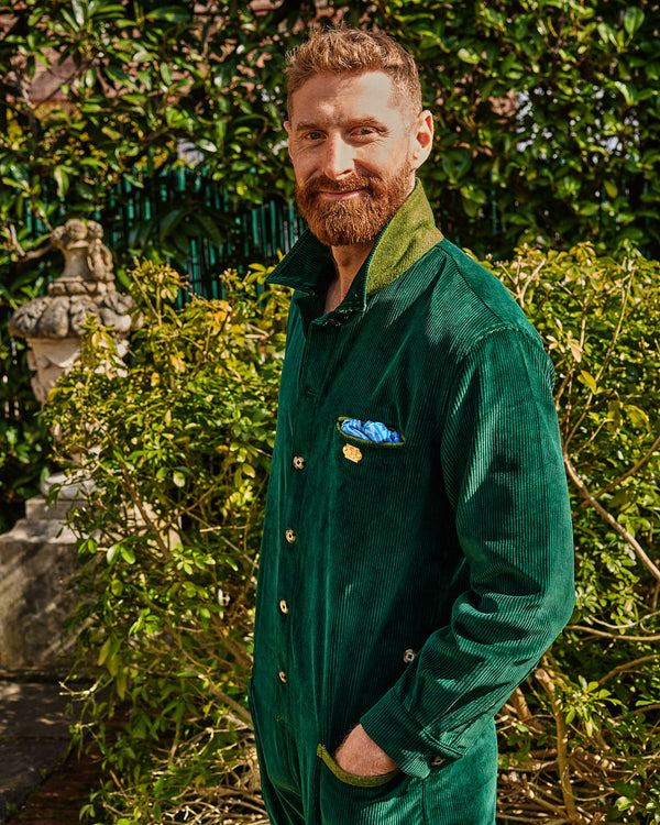 Bottle green velvet jumpsuit