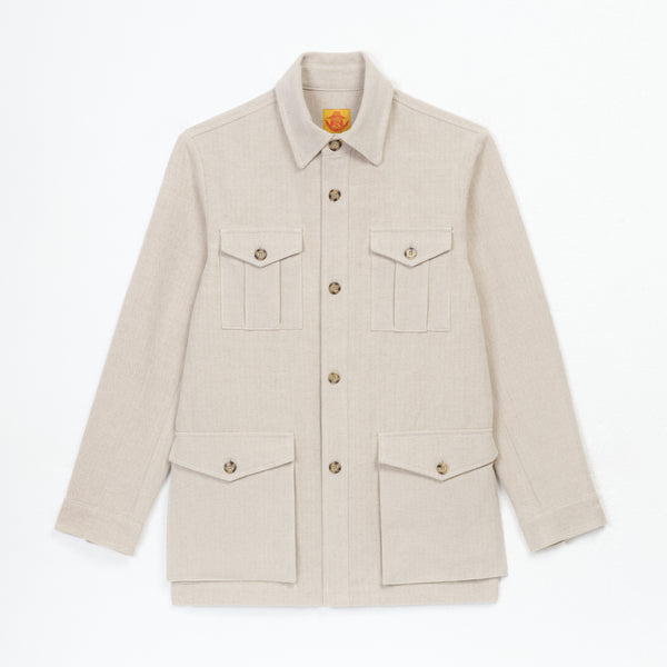 Ivory linen cotton safari jacket
