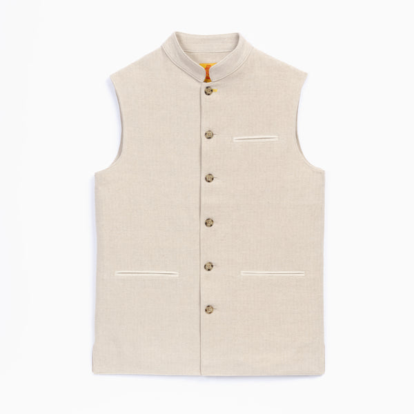 Gilet lin coton Ivoire