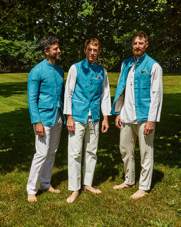 Sky Blue Linen Vest