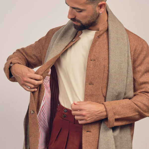 Veste Laine Chevron Rouille