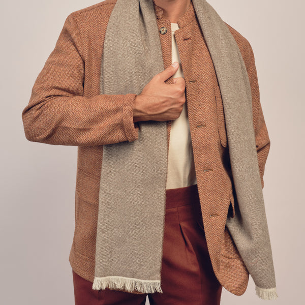 Veste Laine Chevron Rouille