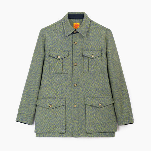 Saharienne Laine Chevron Bleu Vert