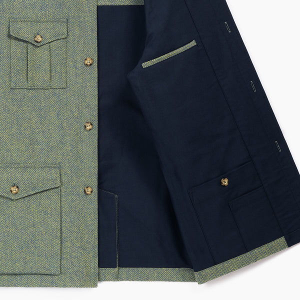 Saharienne Laine Chevron Bleu Vert