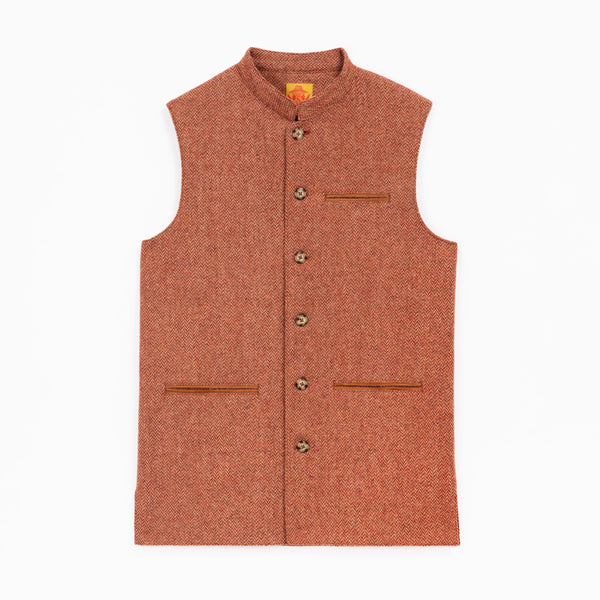 Gilet Laine Chevron Rouille