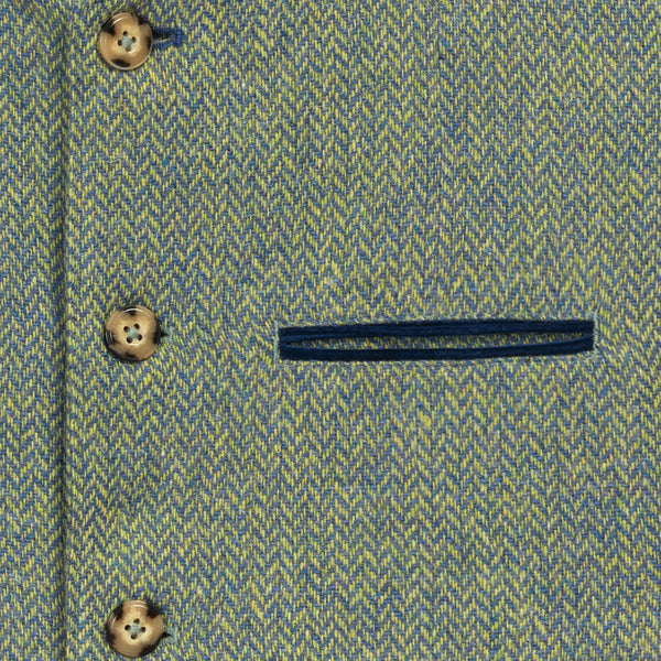 Gilet Laine Chevron Bleu Vert