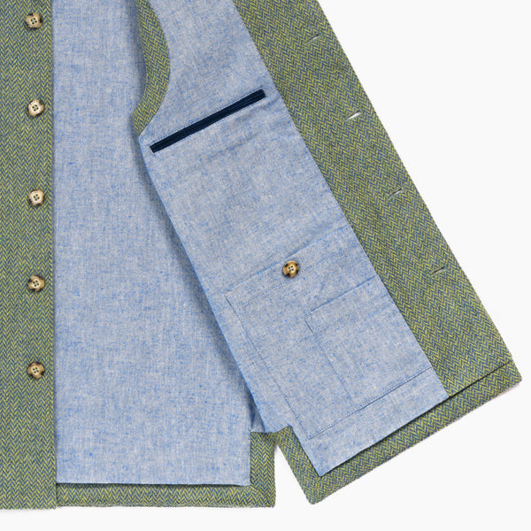 Gilet Laine Chevron Bleu Vert