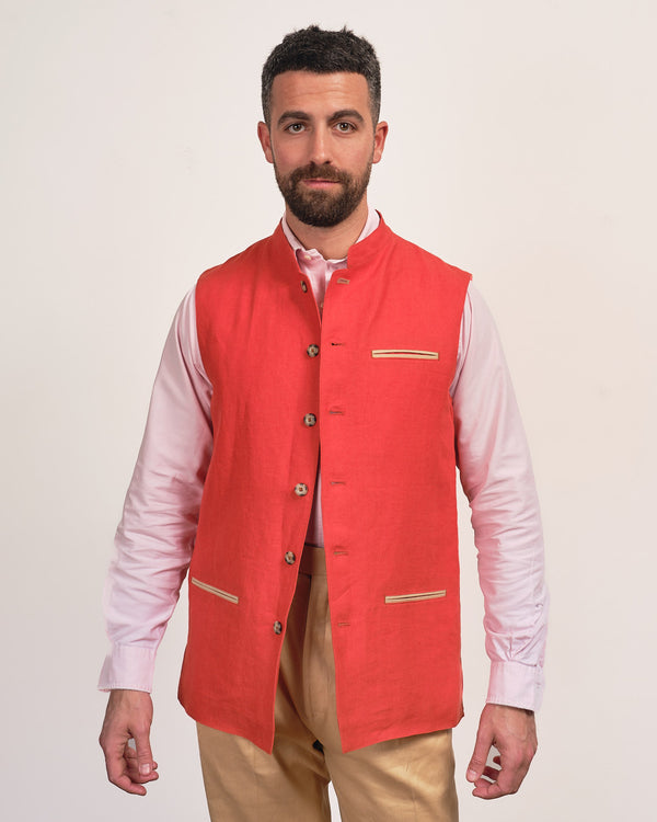 Coral Linen vest