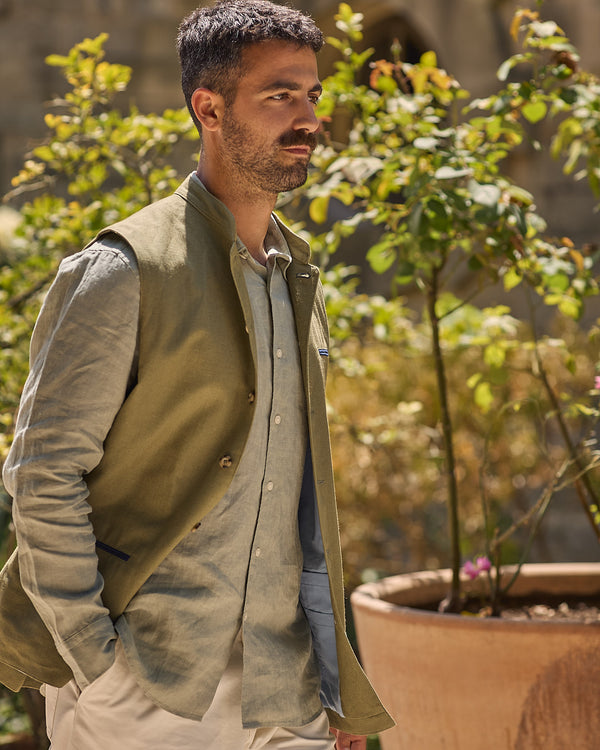 Gilet Lin Coton Olive