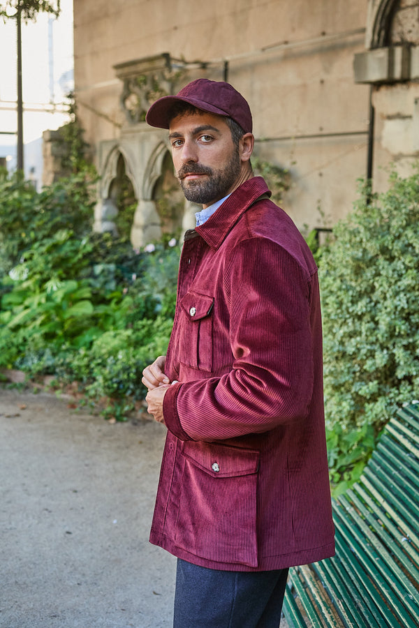 Wine-coloured Velvet Safari Jacket
