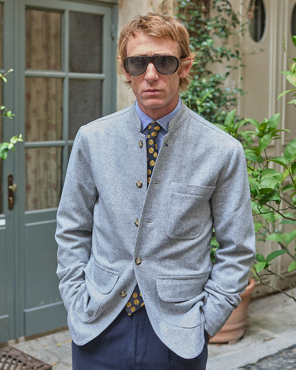 Veste Laine Chevron Zinc