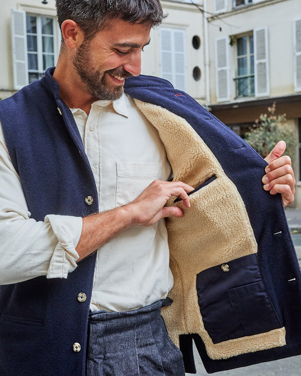 Dark Navy Wool Cardigan