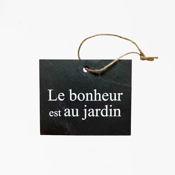 "Happiness in the Garden" slate label