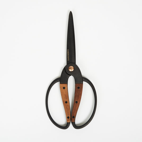 Wood and steel gardening scissors